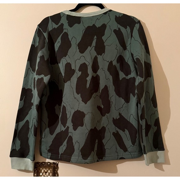 NWT Adidas Women S Camo Print Crewneck Sweatshirt Emerald Legend GL6378 - Picture 6 of 7